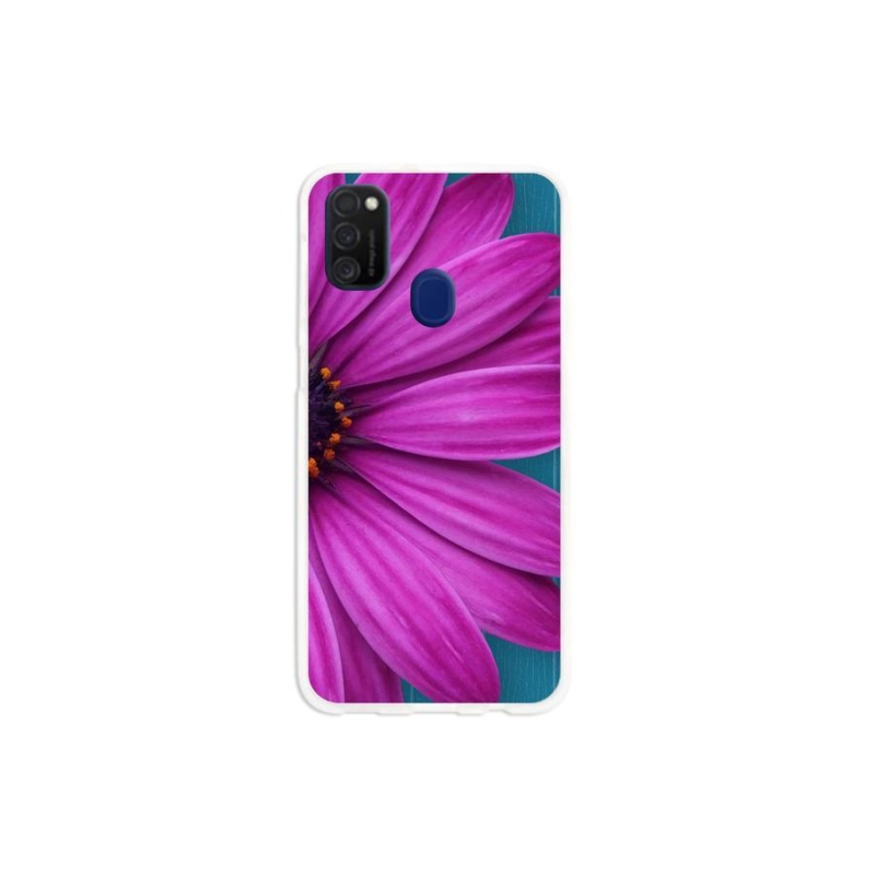 Gél tok mmCase mobiltelefonhoz Samsung Galaxy M21 - lila százszorszép
