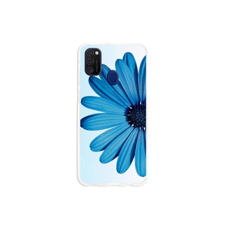 Gél tok mmCase mobiltelefonhoz Samsung Galaxy M21 - kék margaréta