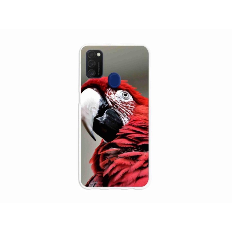 Gél tok mmCase mobiltelefonhoz Samsung Galaxy M21 - papagáj ara piros