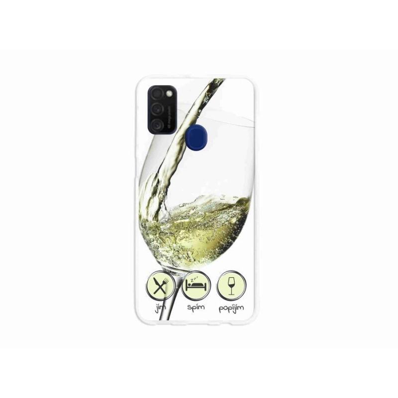 Gél tok mmCase mobiltelefonhoz Samsung Galaxy M21 - borospohár fehér