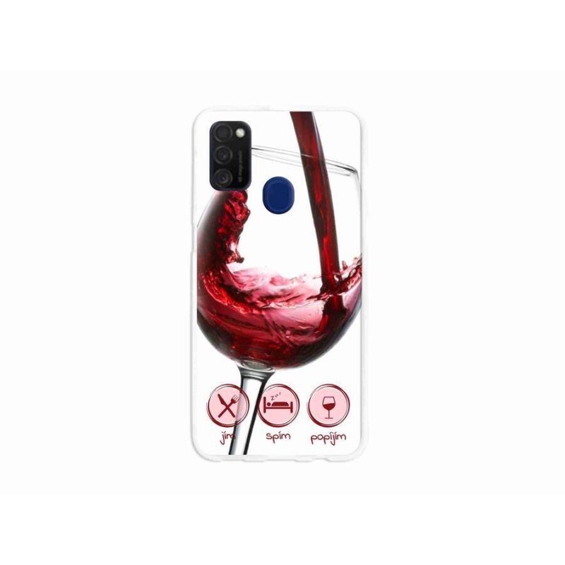 Gél tok mmCase mobiltelefonhoz Samsung Galaxy M21 - borospohár piros