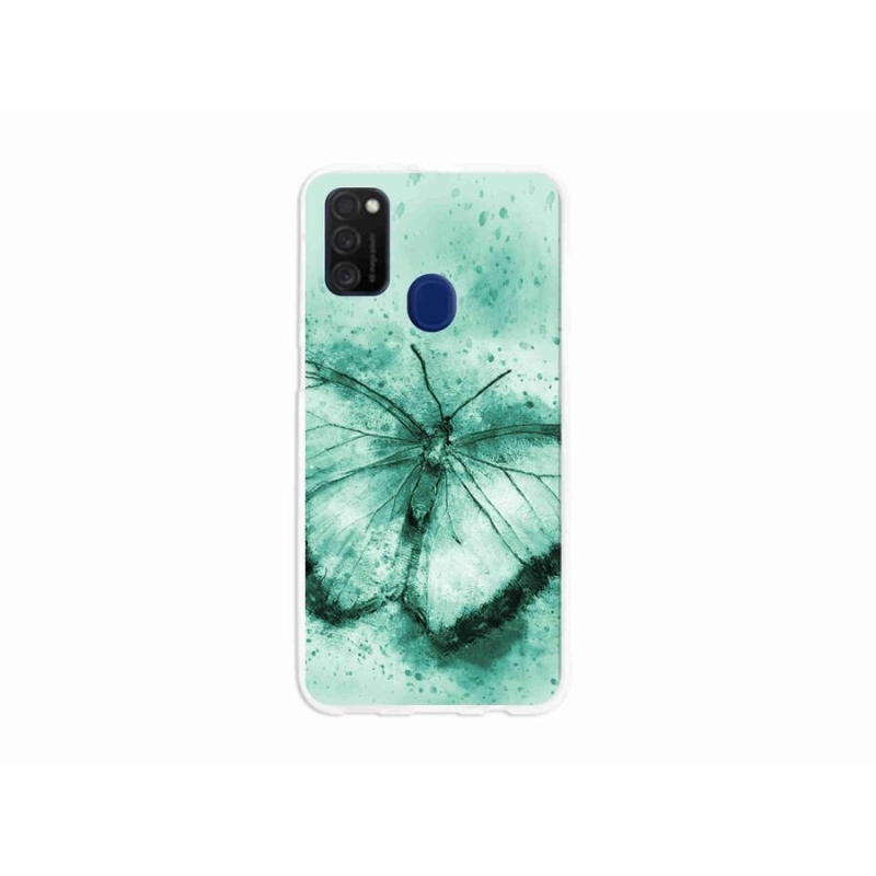 Gél tok mmCase a Samsung Galaxy M21 készülékhez - zöld pillangó