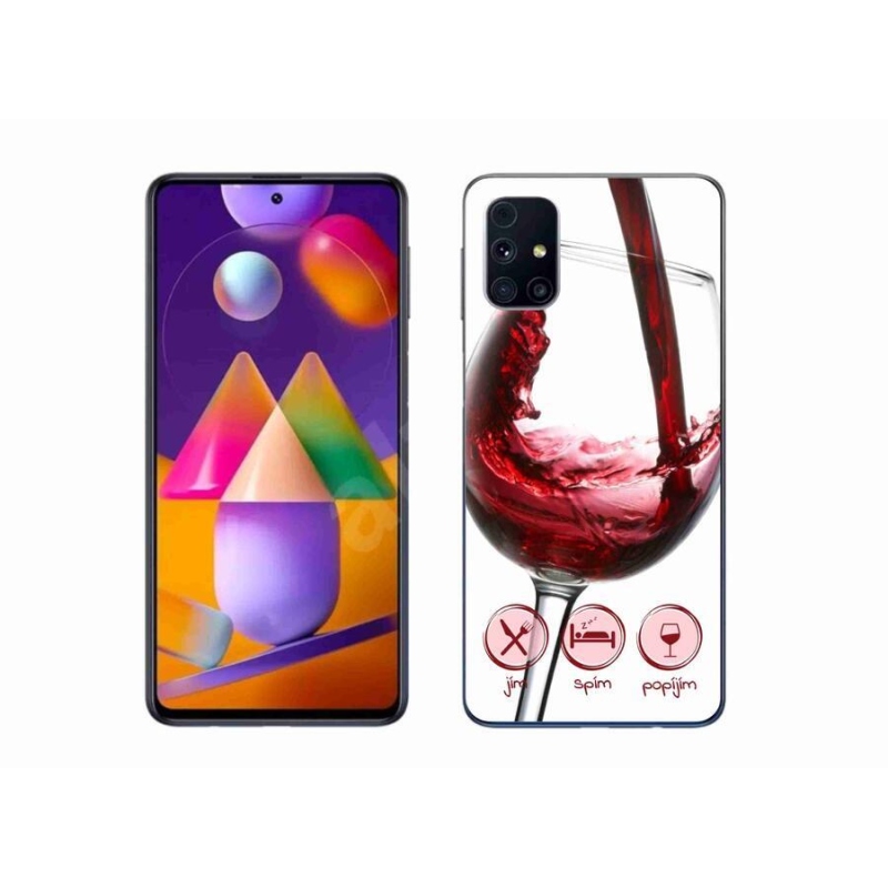 Gél tok mmCase mobiltelefonhoz Samsung Galaxy M31s - borospohár piros