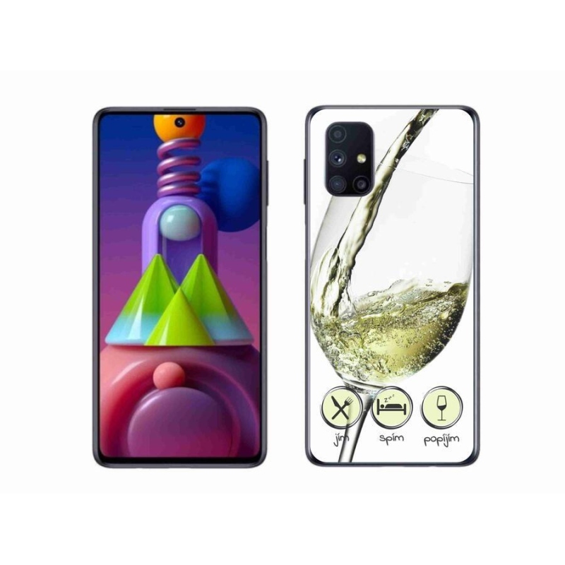 Gél tok mmCase mobiltelefonhoz Samsung Galaxy M51 - borospohár fehér