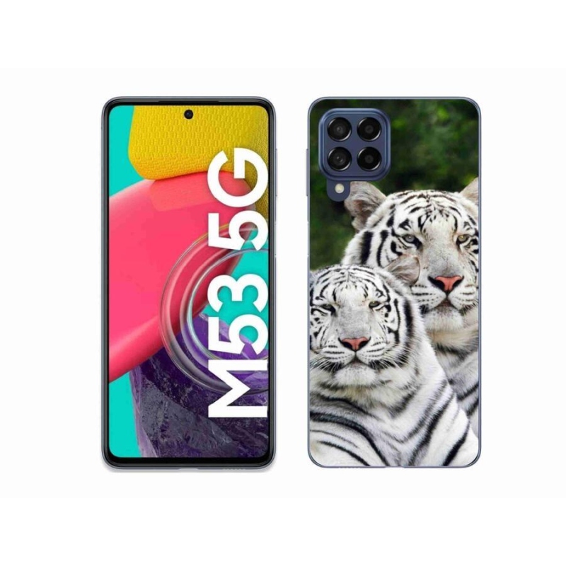 Gél tok mmCase a Samsung Galaxy M53 5G készülékhez - fehér tigrisek