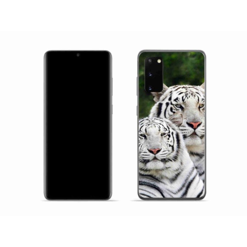 Gél tok mmCase Samsung Galaxy S20 készülékhez - fehér tigrisek