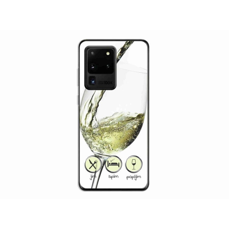 Gél tok mmCase mobiltelefonhoz Samsung Galaxy S20 Ultra - borospohár fehér