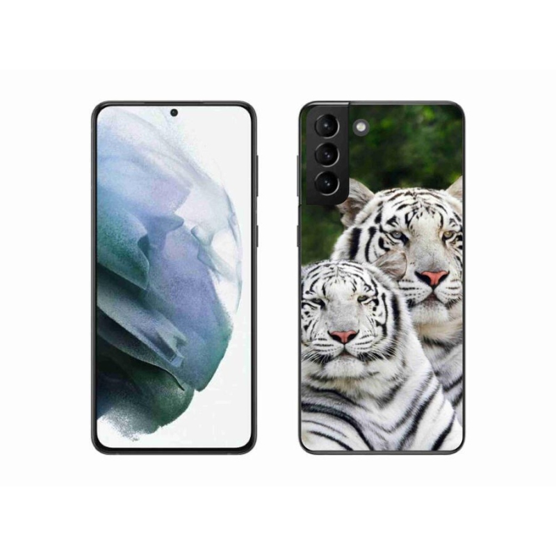 Gél tok mmCase Samsung Galaxy S21 Plus készülékhez - fehér tigrisek