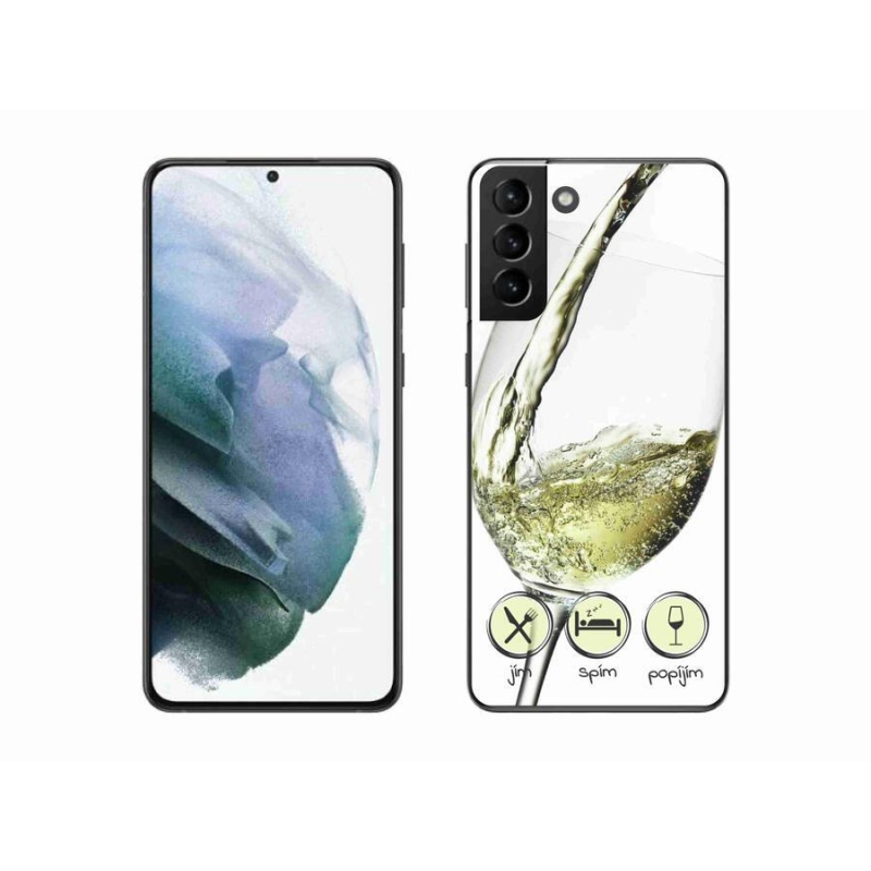 Gél tok mmCase mobiltelefonhoz Samsung Galaxy S21 Plus - borospohár fehér