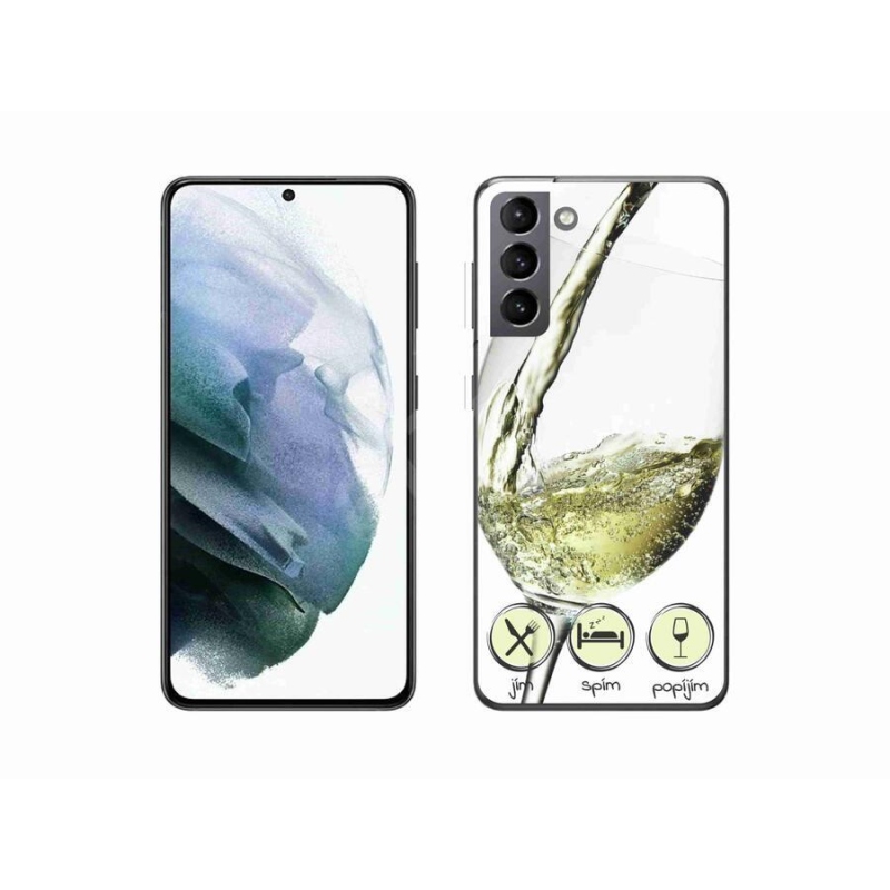 Gél tok mmCase mobiltelefonhoz Samsung Galaxy S21 - borospohár fehér