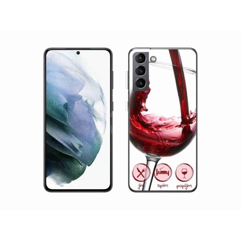 Gél tok mmCase mobiltelefonhoz Samsung Galaxy S21 - borospohár piros