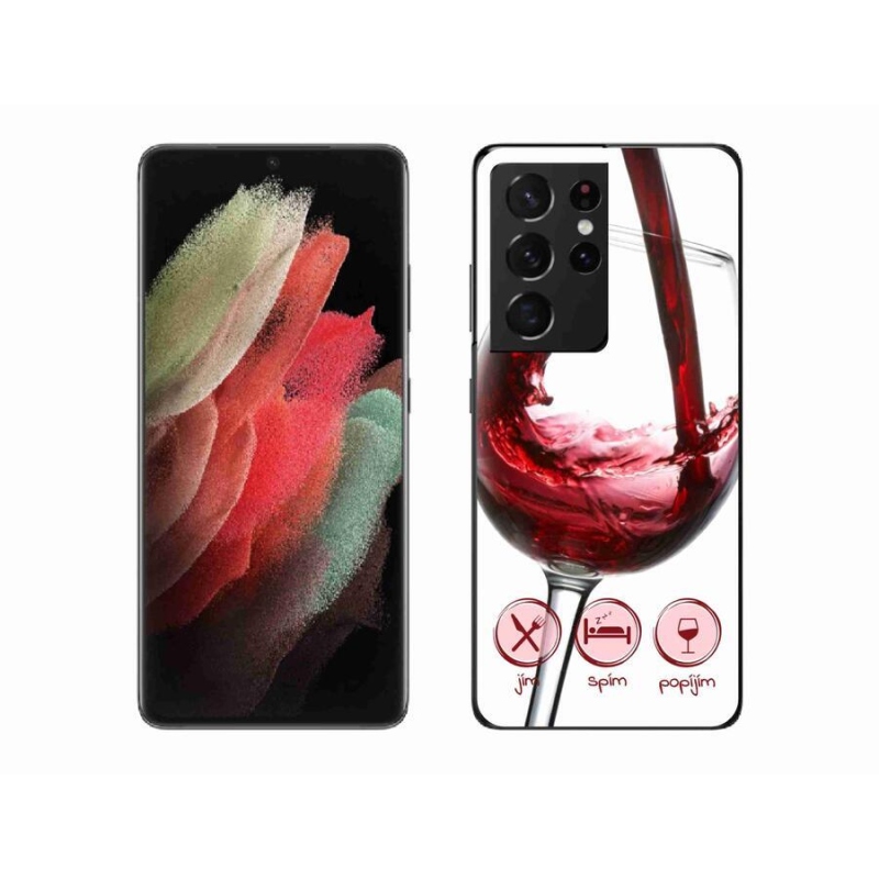 Gél tok mmCase Samsung Galaxy S21 Ultra 5G - borospohár piros