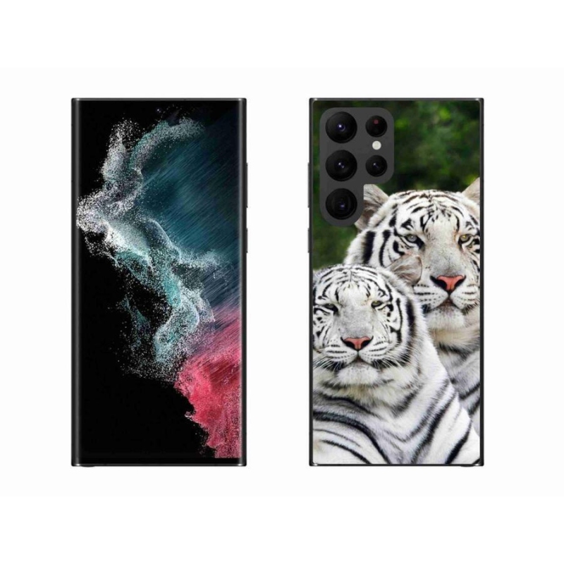 Gél tok mmCase a Samsung Galaxy S22 Ultra 5G készülékhez - fehér tigrisek