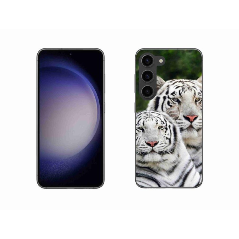 Gél tok mmCase a Samsung Galaxy S23 5G készülékhez - fehér tigrisek