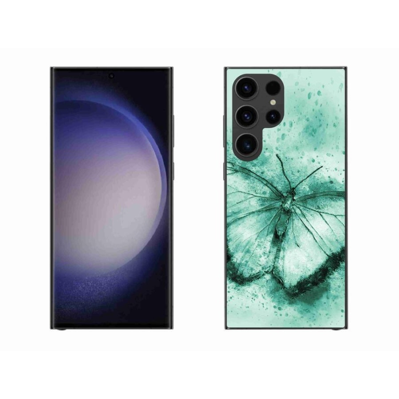 Gél tok mmCase a Samsung Galaxy S23 Ultra 5G készülékhez - zöld pillangó