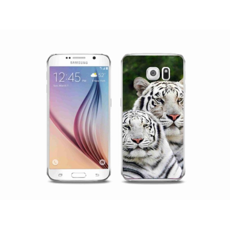 Gél tok mmCase Samsung Galaxy S6 készülékhez - fehér tigrisek