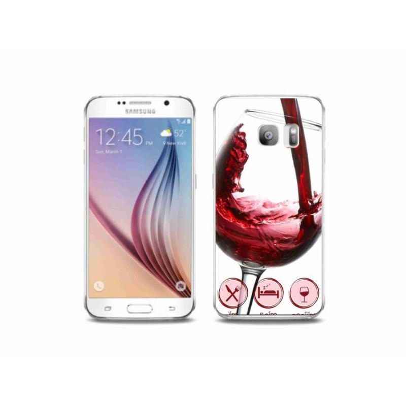 Gél tok mmCase mobiltelefonhoz Samsung Galaxy S6 Edge - borospohár piros