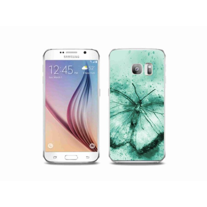Gél tok mmCase Samsung Galaxy S6 Edge készülékhez - zöld pillangó