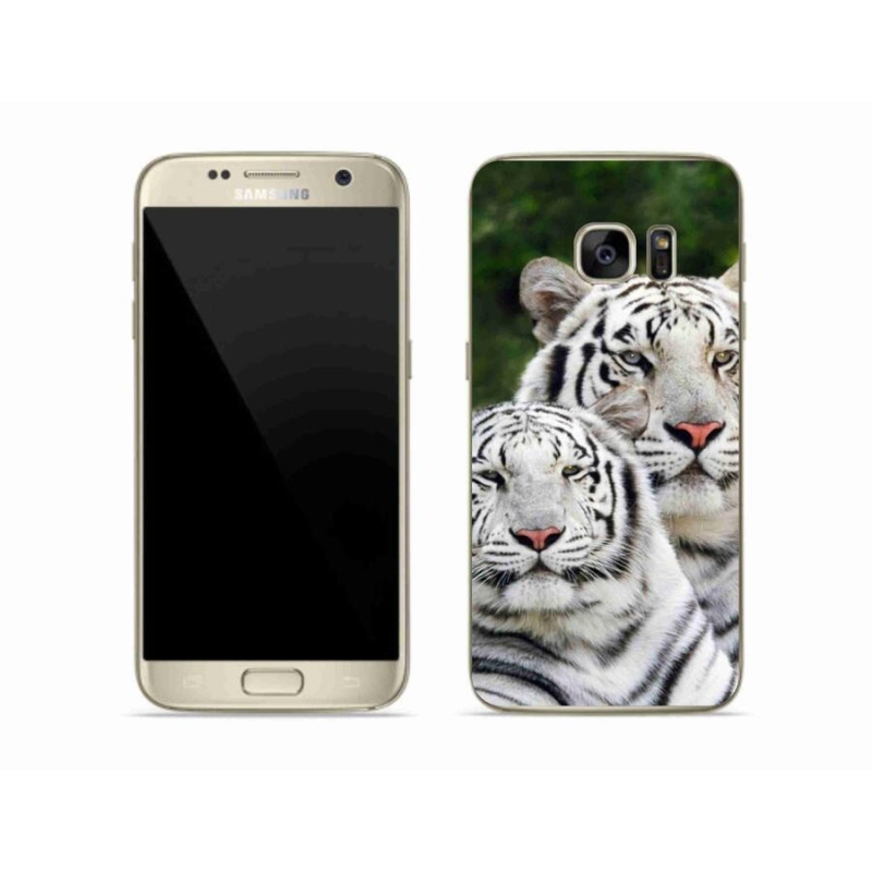 Gél tok mmCase Samsung Galaxy S7 készülékhez - fehér tigrisek