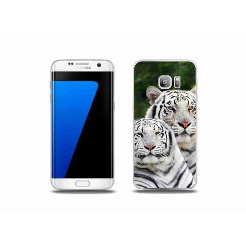 Gél tok mmCase Samsung Galaxy S7 Edge készülékhez - fehér tigrisek