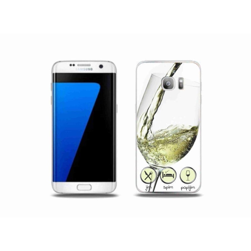 Gél tok mmCase mobiltelefonhoz Samsung Galaxy S7 Edge - borospohár fehér