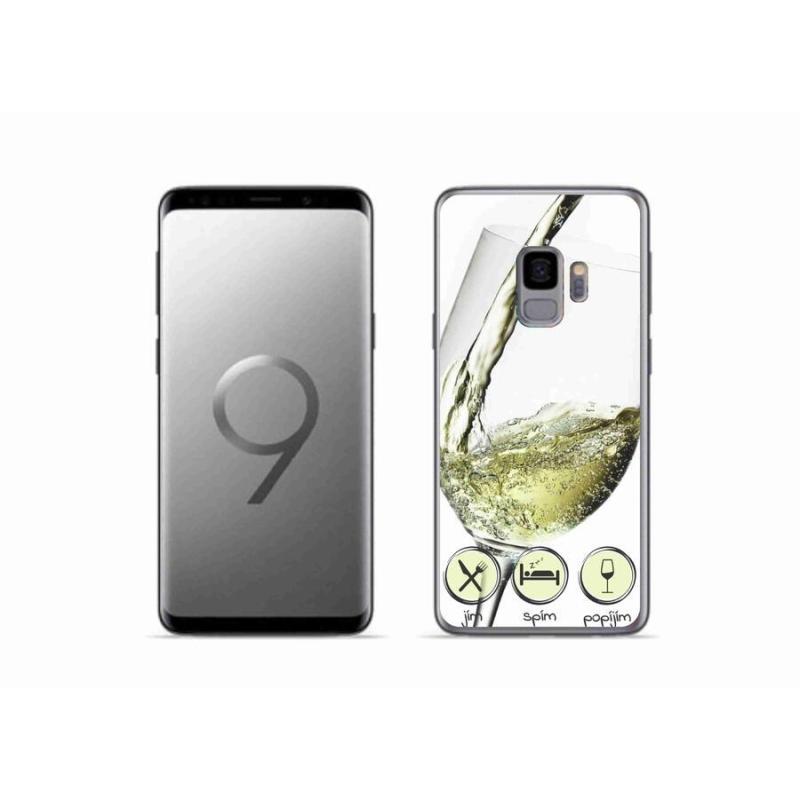 Gél tok mmCase mobiltelefonhoz Samsung Galaxy S9 - borospohár fehér