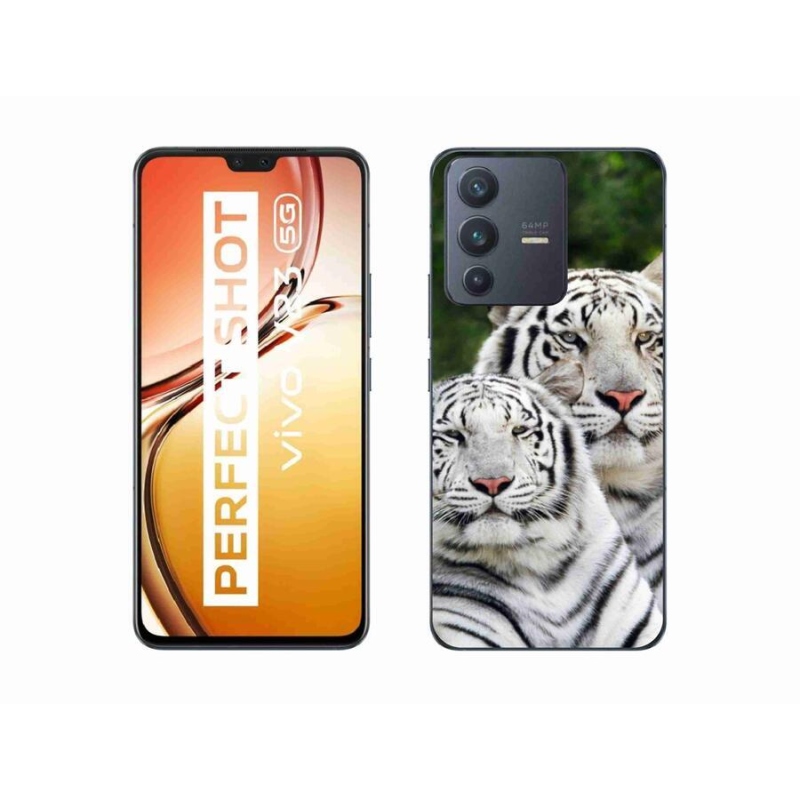 Gél tok mmCase a Vivo V23 5G-hez - fehér tigrisek
