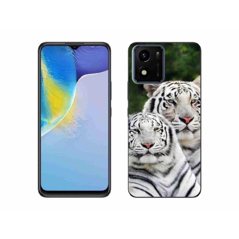 Gél tok mmCase mobiltelefonhoz Vivo Y01 - fehér tigrisek