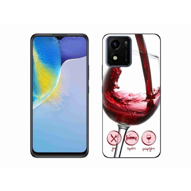 Gél tok mmCase mobiltelefonhoz Vivo Y01 - borospohár piros