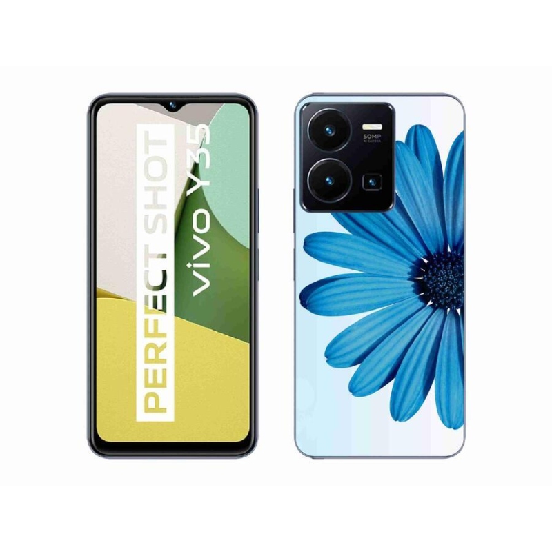 Gél tok mmCase mobiltelefonhoz Vivo Y35 - kék margaréta