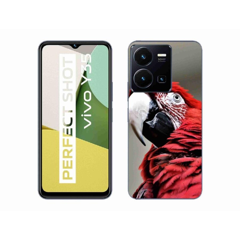 Gél tok mmCase mobiltelefonhoz Vivo Y35 - papagáj ara piros