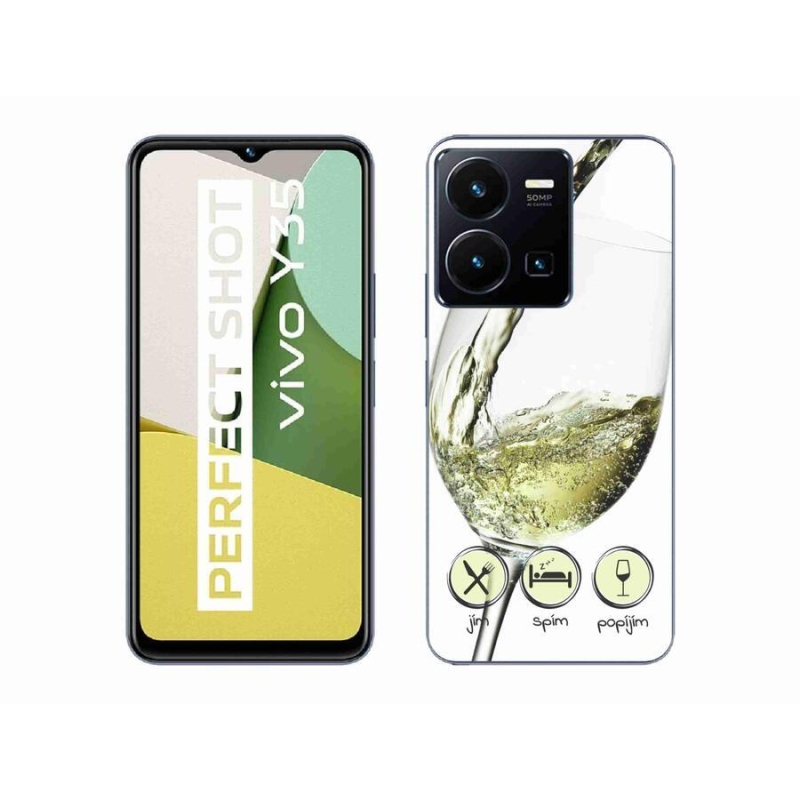 Gél tok mmCase mobiltelefonhoz Vivo Y35 - borospohár fehér