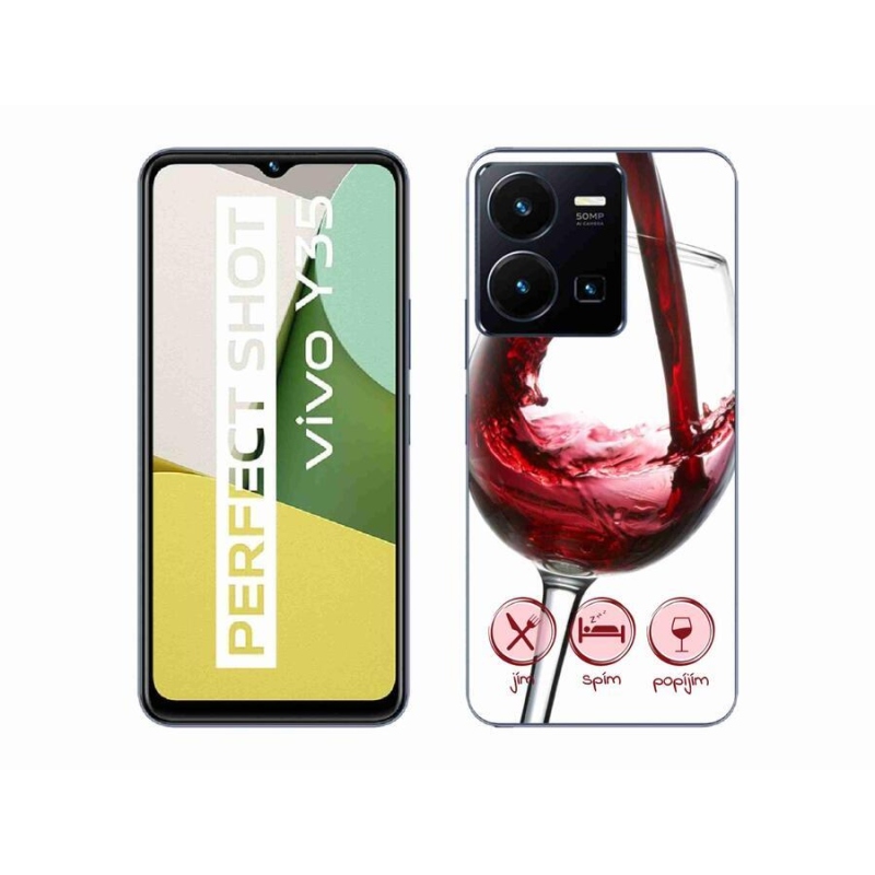 Gél tok mmCase mobiltelefonhoz Vivo Y35 - borospohár piros