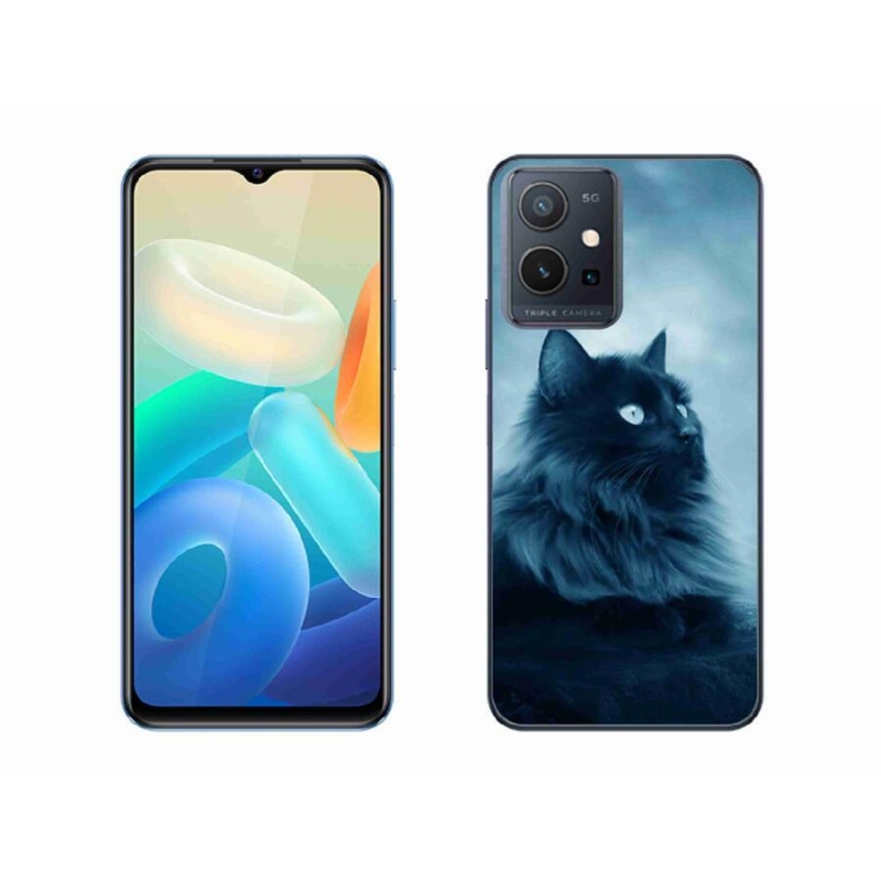 Gél tok mmCase a Vivo Y55 5G készülékhez - fekete cat 1