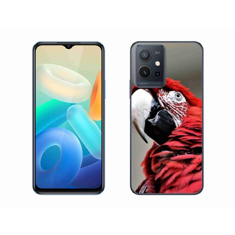 Gél tok mmCase mobiltelefonhoz Vivo Y55 5G - papagáj ara piros