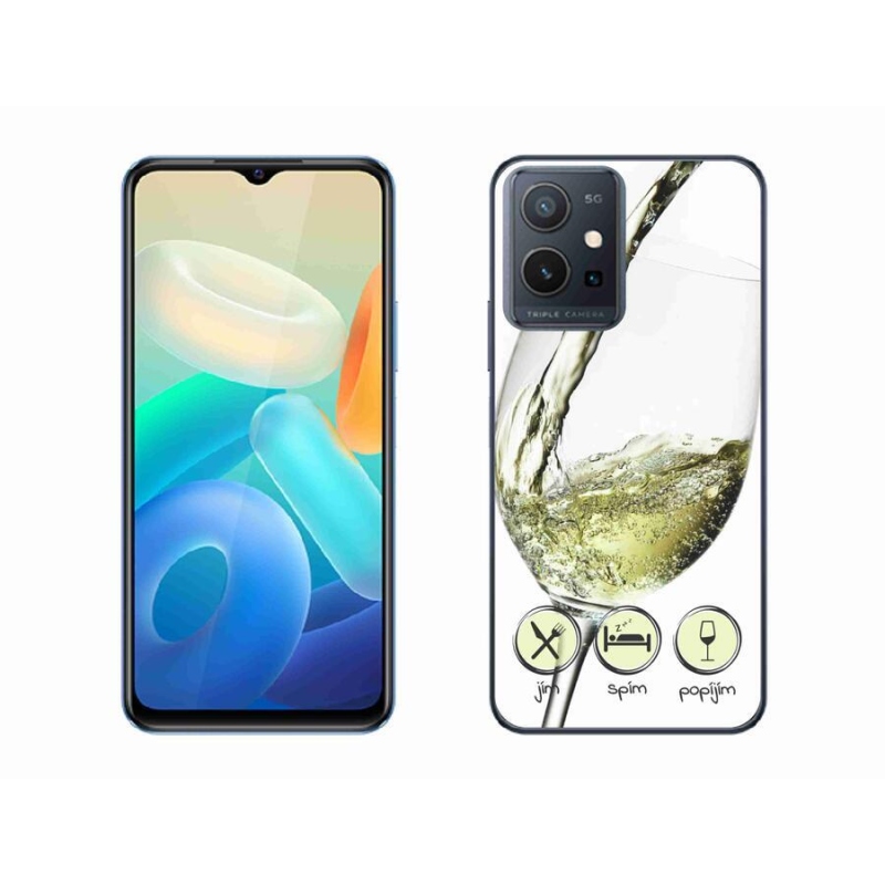 Gél tok mmCase mobiltelefonhoz Vivo Y55 5G - borospohár fehér
