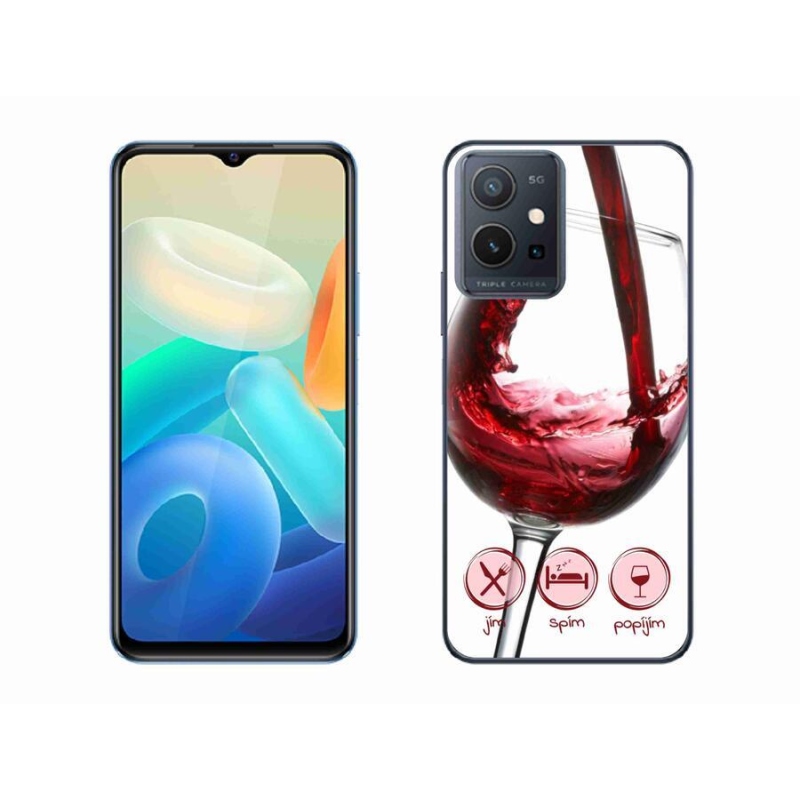 Gél tok mmCase mobiltelefonhoz Vivo Y55 5G - borospohár piros