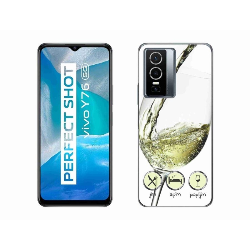Gél tok mmCase mobiltelefonhoz Vivo Y76 5G - borospohár fehér