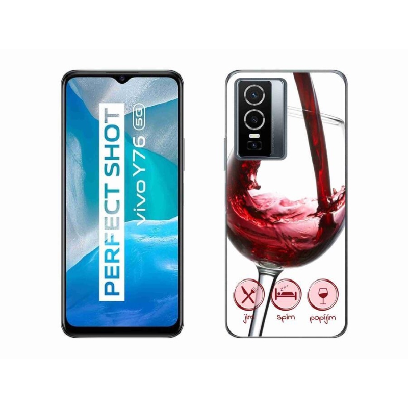 Gél tok mmCase mobiltelefonhoz Vivo Y76 5G - borospohár piros