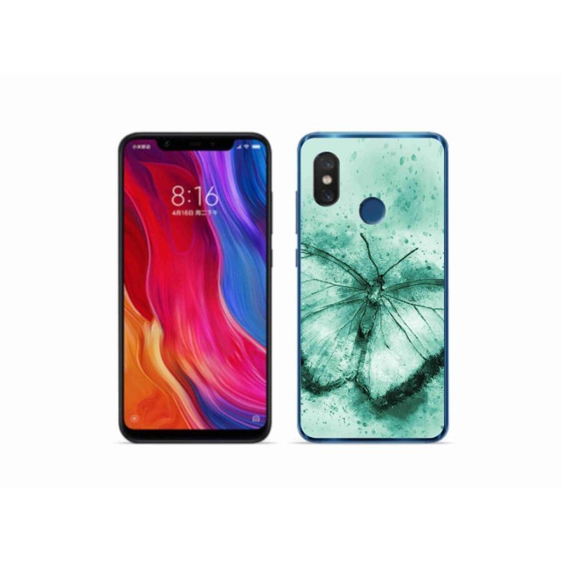 Gél tok mmCase a Xiaomi Mi 8-hoz - zöld pillangó
