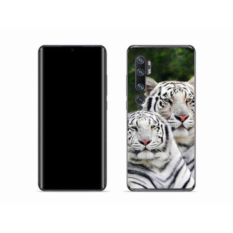 Gél tok mmCase a Xiaomi Mi Note 10 készülékhez - fehér tigrisek