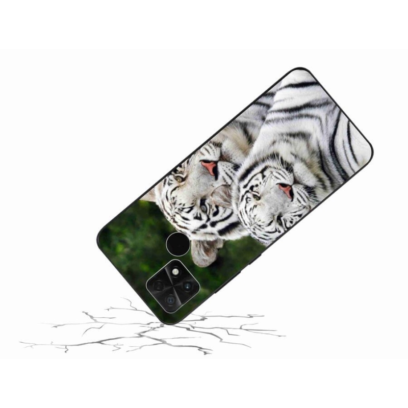 Gél tok mmCase a Xiaomi Poco C40 készülékhez - fehér tigrisek