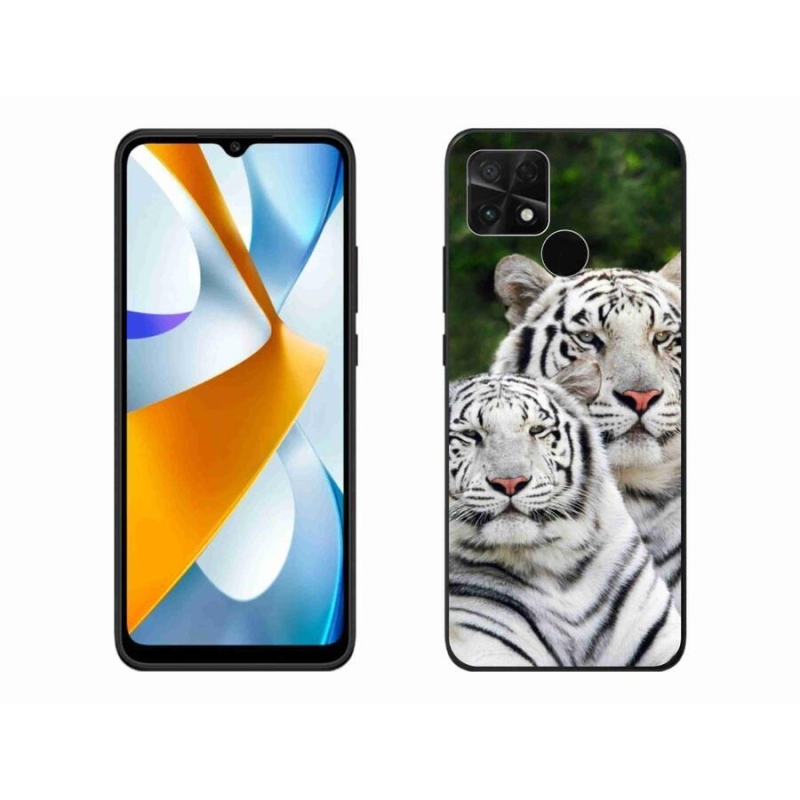 Gél tok mmCase a Xiaomi Poco C40 készülékhez - fehér tigrisek