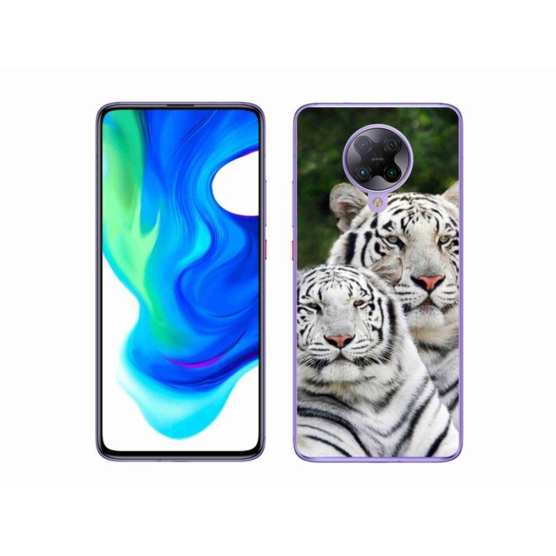 Gél tok mmCase a Xiaomi Poco F2 Pro számára - fehér tigrisek