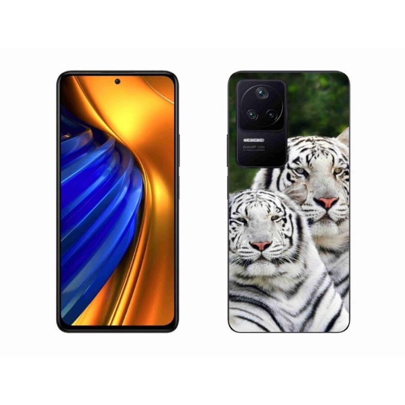 Gél tok mmCase a Xiaomi Poco F4-hez - fehér tigrisek