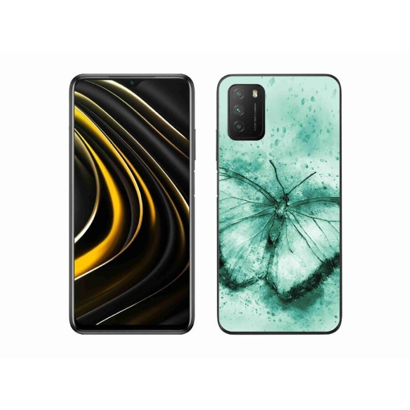 Gél tok mmCase a Xiaomi Poco M3-hoz - zöld pillangó