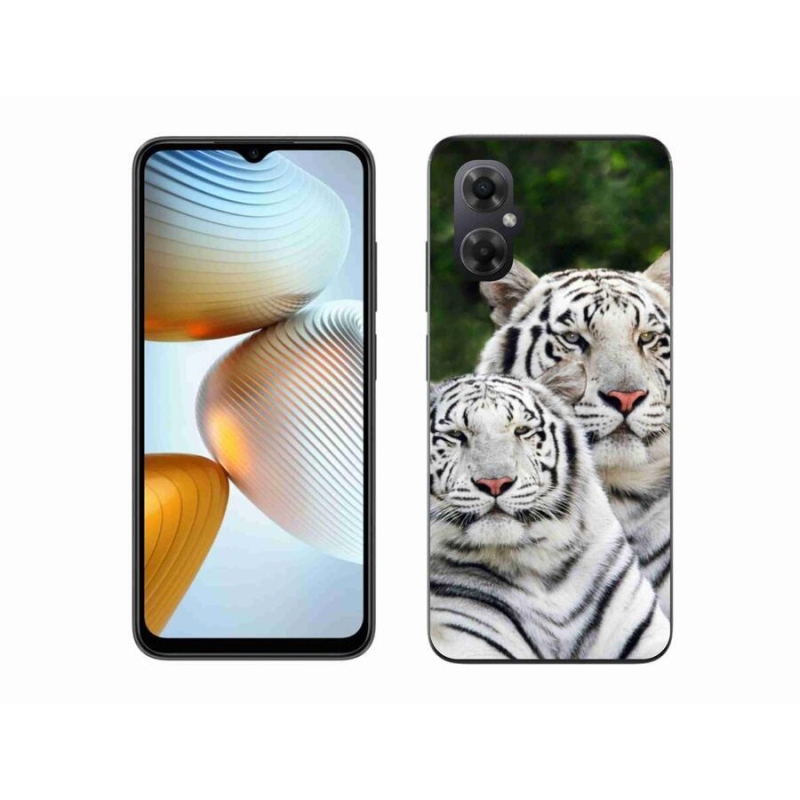 Gél tok mmCase a Xiaomi Poco M4 5G-hez - fehér tigrisek