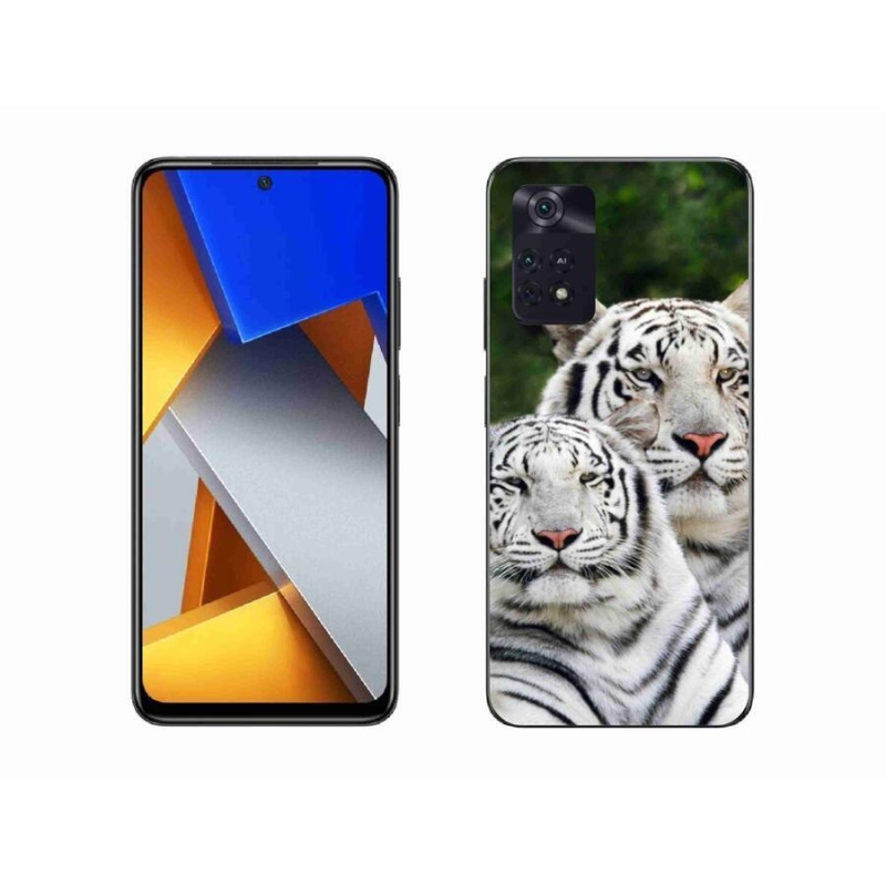 Gél tok mmCase a Xiaomi Poco M4 Pro 4G-hez - fehér tigrisek
