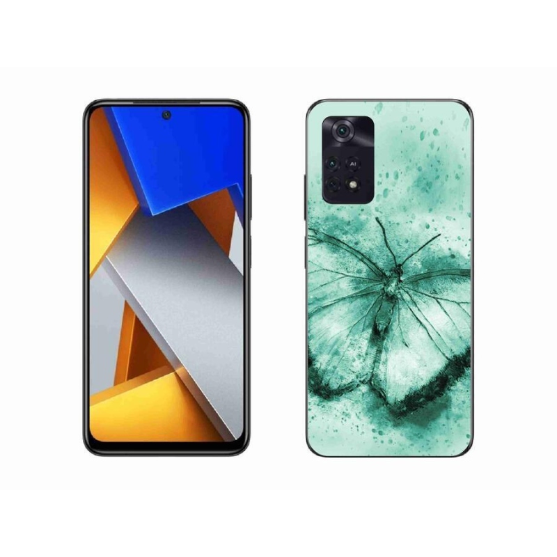 Gél tok mmCase a Xiaomi Poco M4 Pro 4G-hez - zöld pillangó