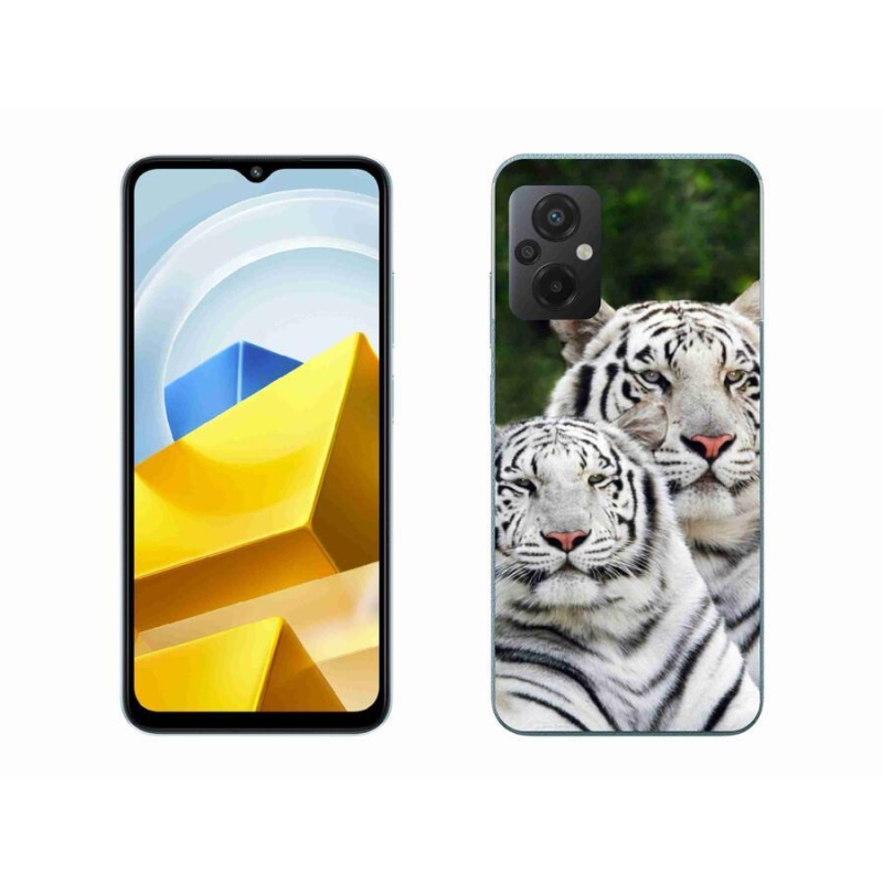Gél tok mmCase a Xiaomi Poco M5 4G-hez - fehér tigrisek